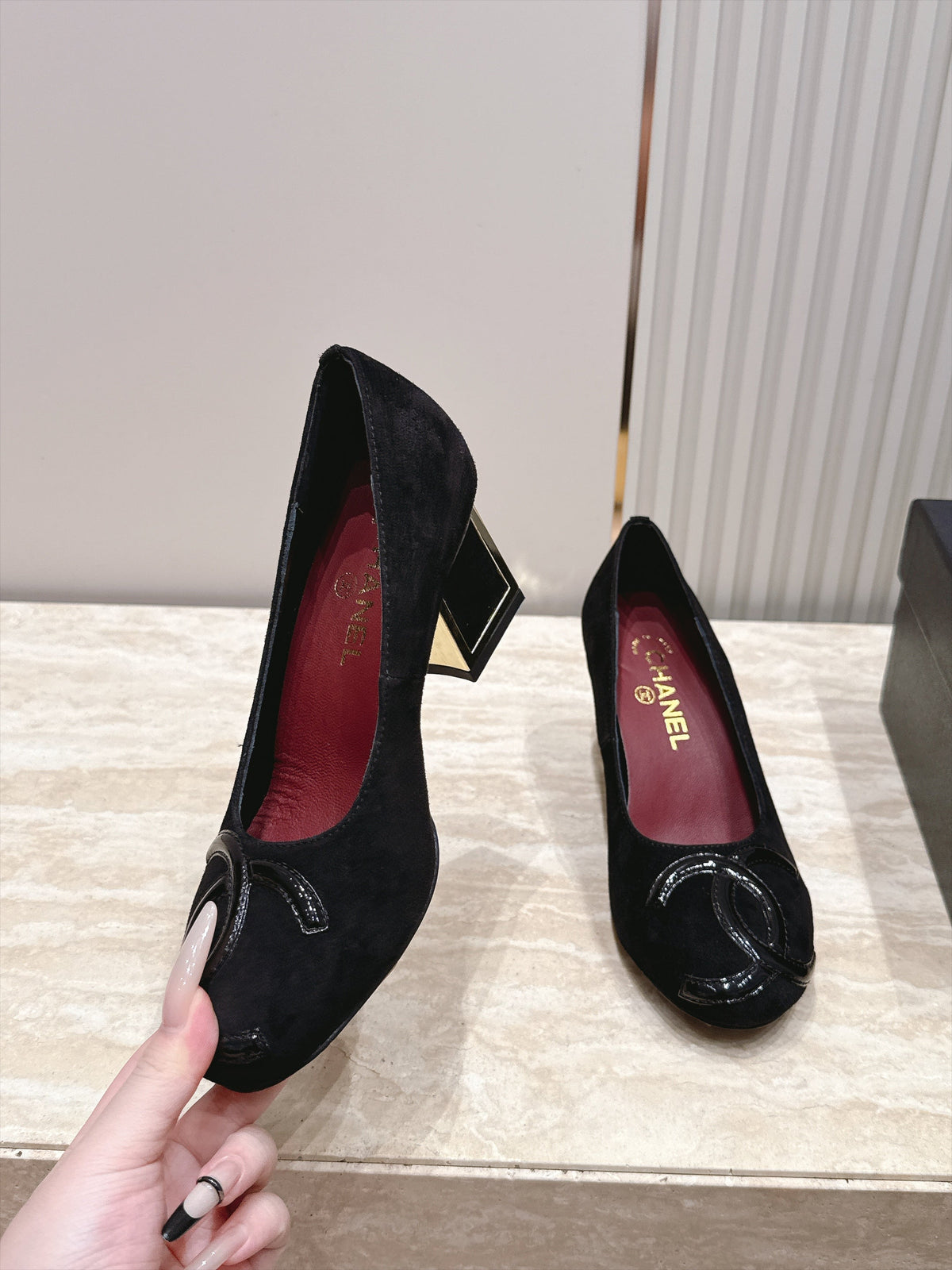 CC 26s Block Heel Pumps 6cm Black 121624