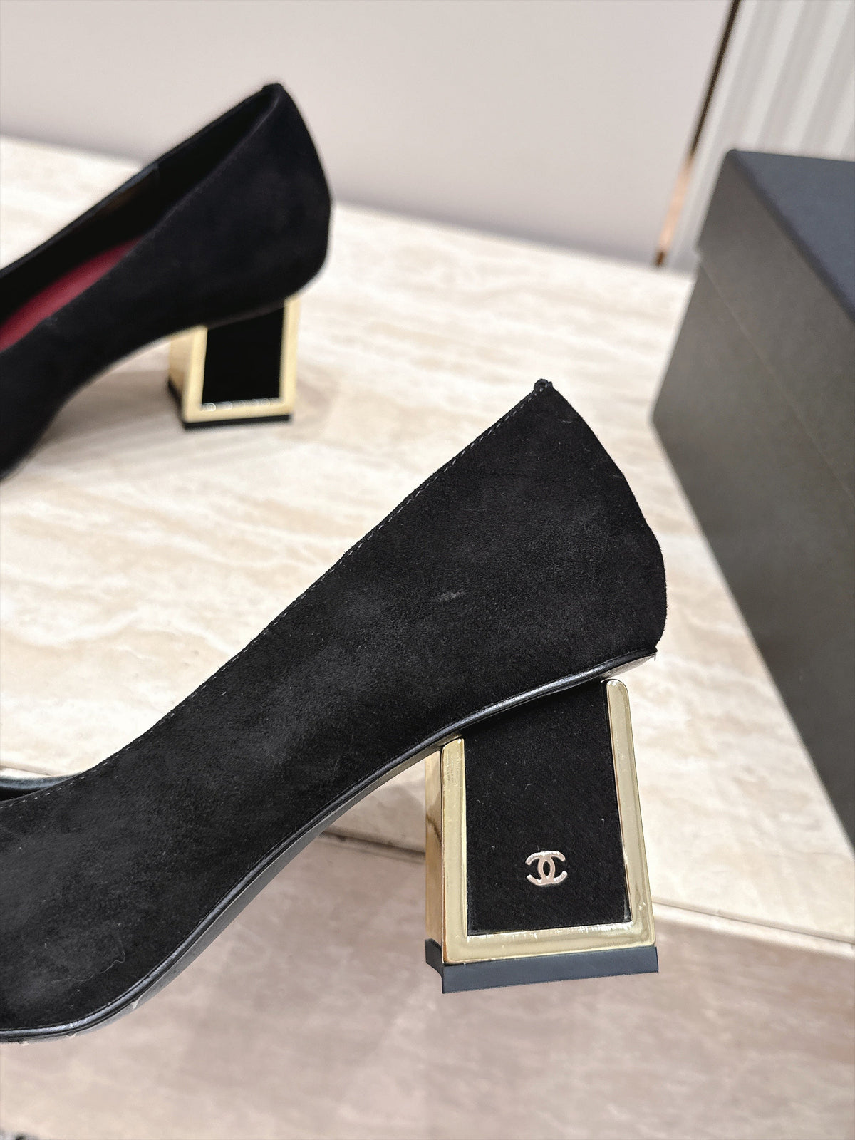 CC 26s Block Heel Pumps 6cm Black 121624