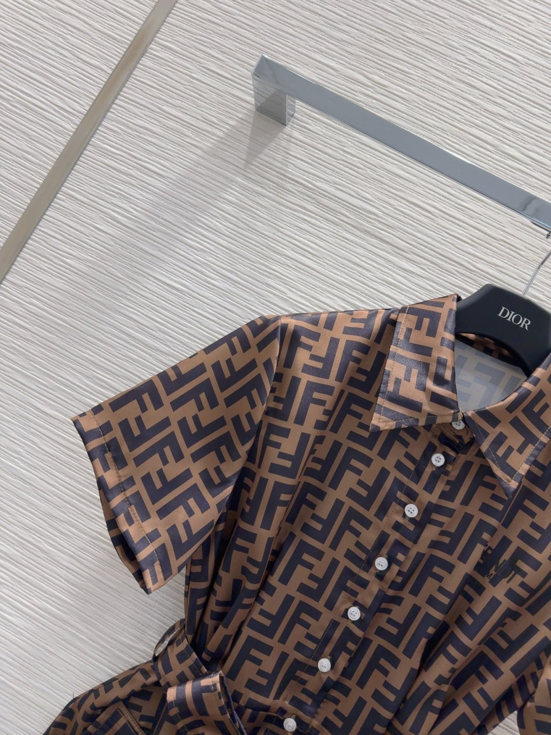 Fendi 2025 Shirt Dress Brown Black Viscose