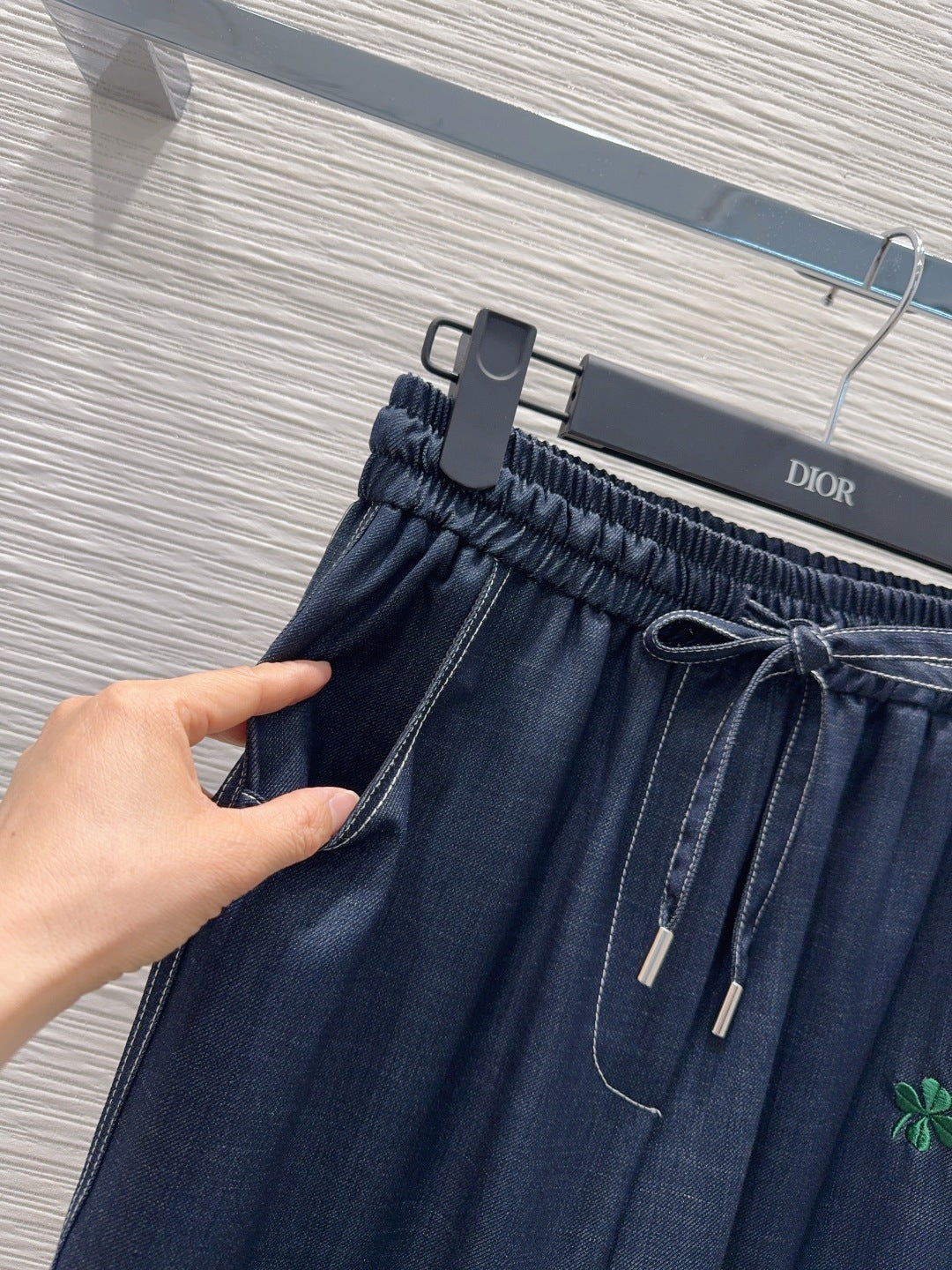 CD Wide-Leg Drawstring Dark Blue Polyester Viscose 351281