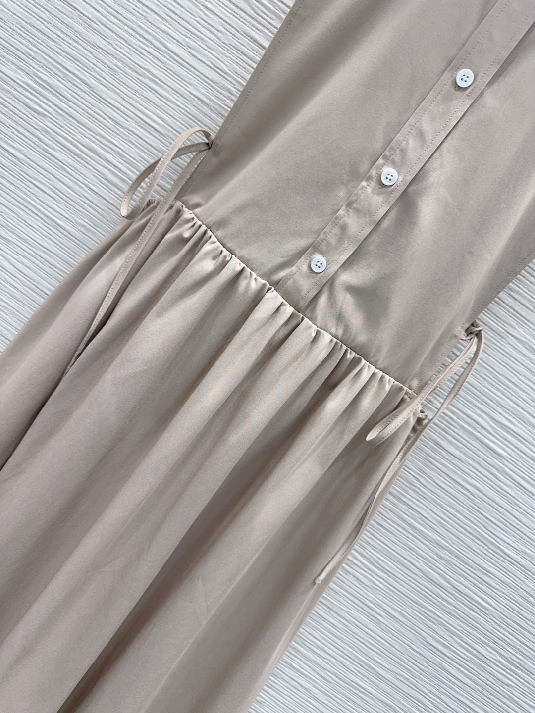 Miu 26s Vest Dress Light Taupe White Cotton 394974