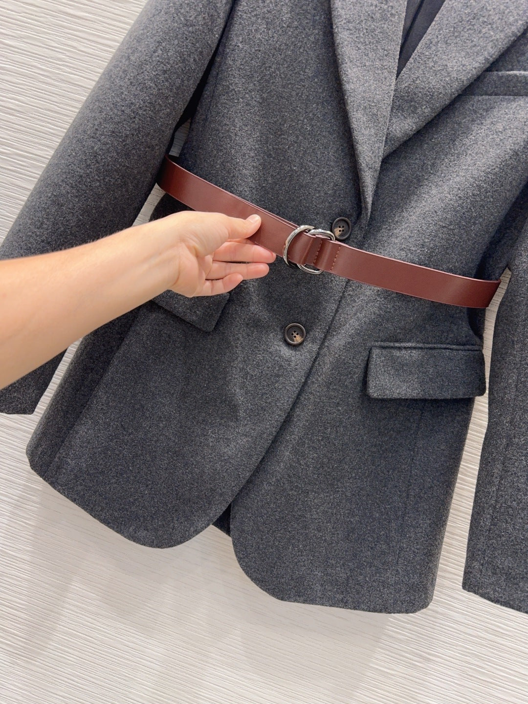 BC 26s Dark Grey Belted Wool Blazer 447564
