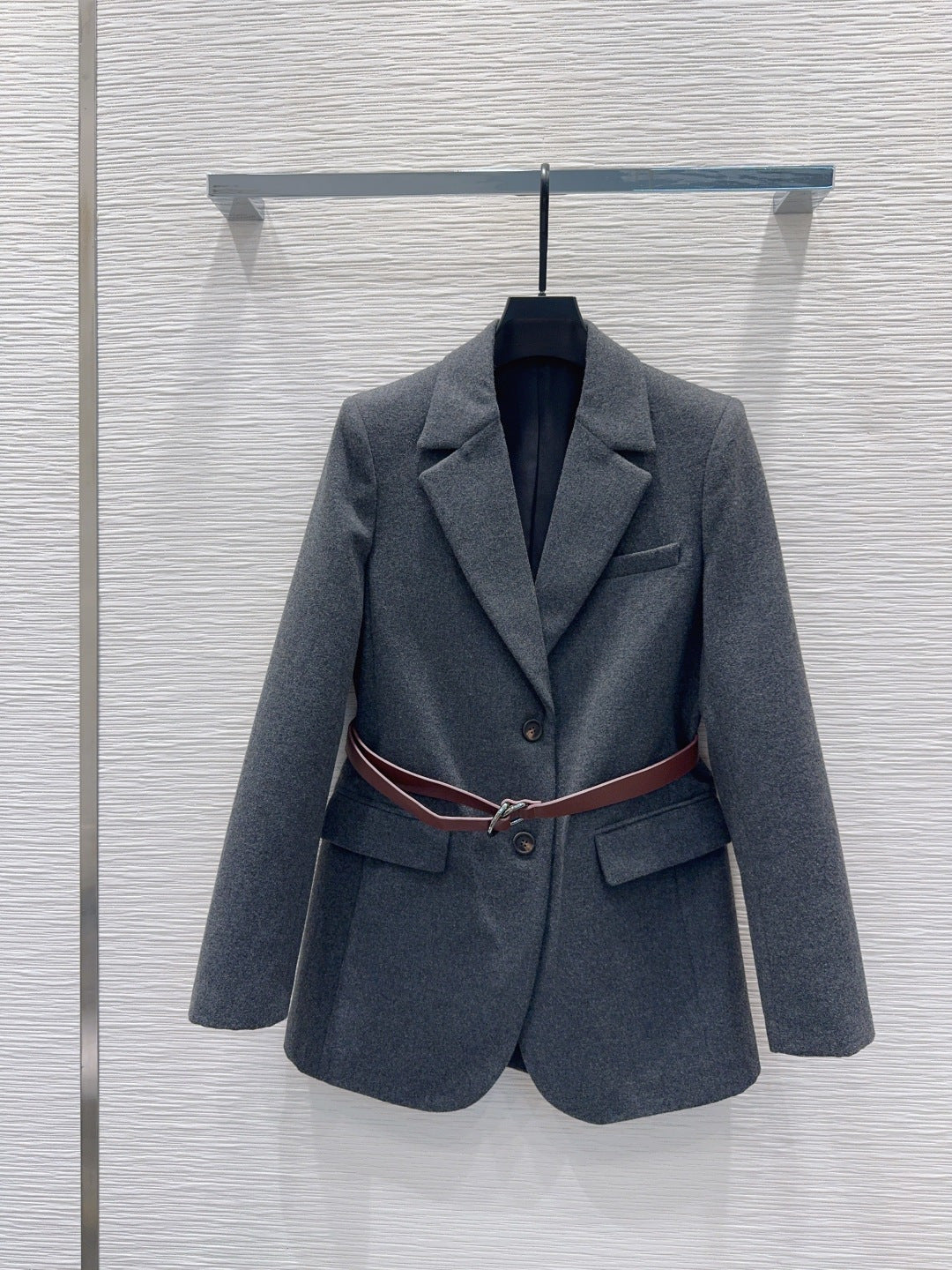 BC 26s Dark Grey Belted Wool Blazer 447564