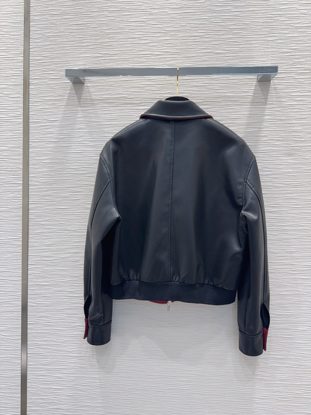 Chanel 26s Black PU Leather Bomber Jacket 447531