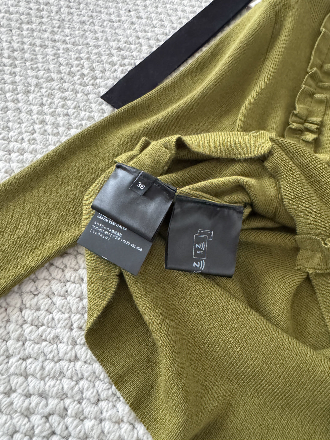 Miu 26s Cardigan Fern Green Cashmere Silk 380643