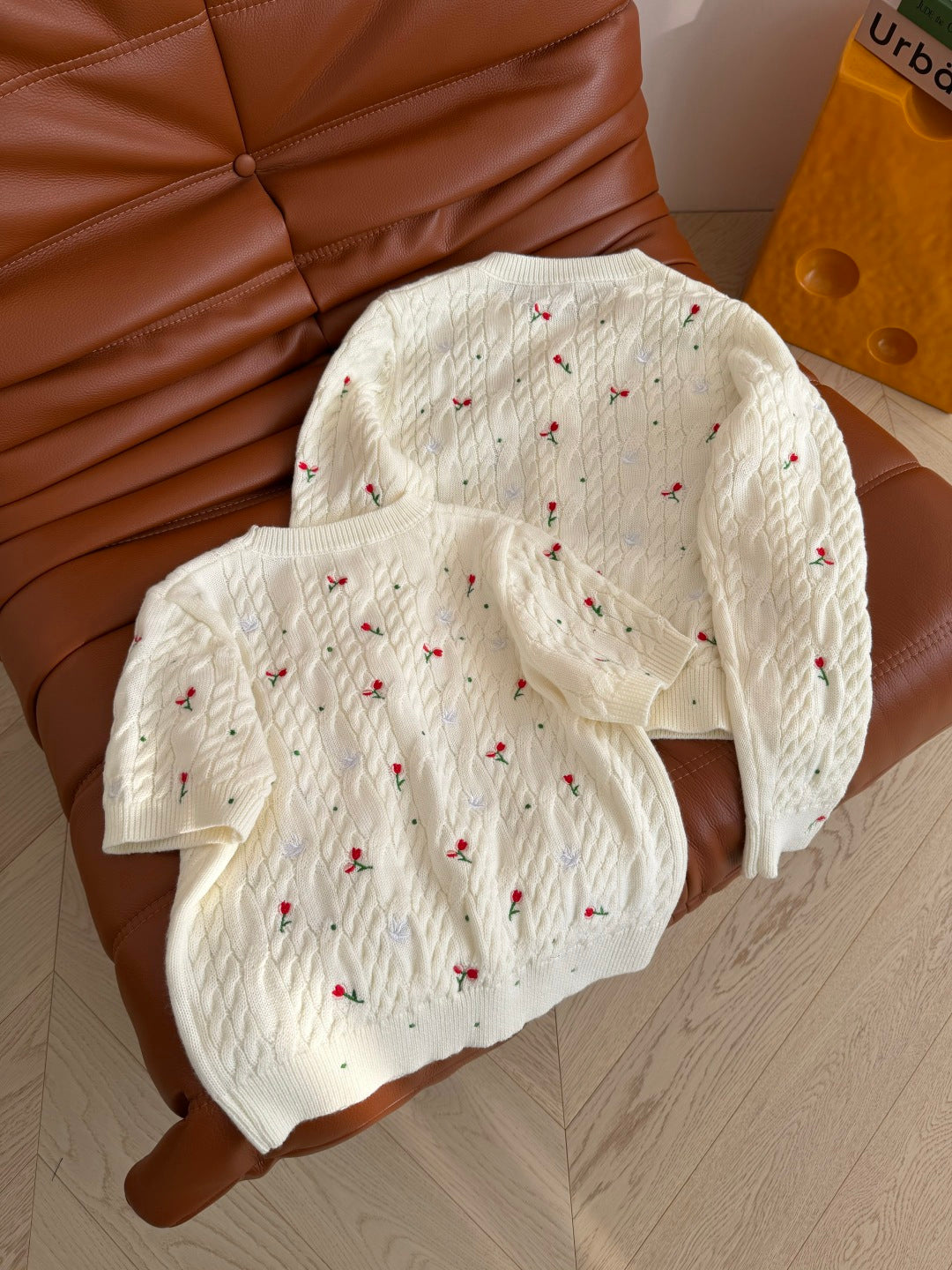 CD Embroidered Cardigan & Ecru Cable-Knit Multicolor Cashmere 341431