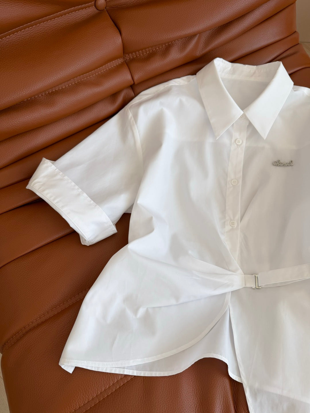 CC 26s Button-Down Waist Shirt White Cotton 384872
