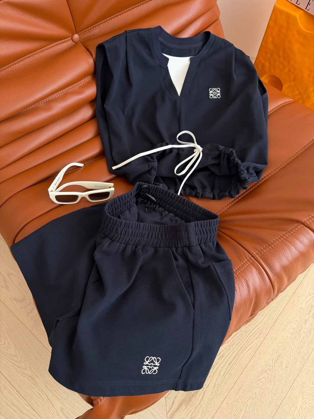 Loewe Essential Set Top & Short Dark Blue Lyocell 396171