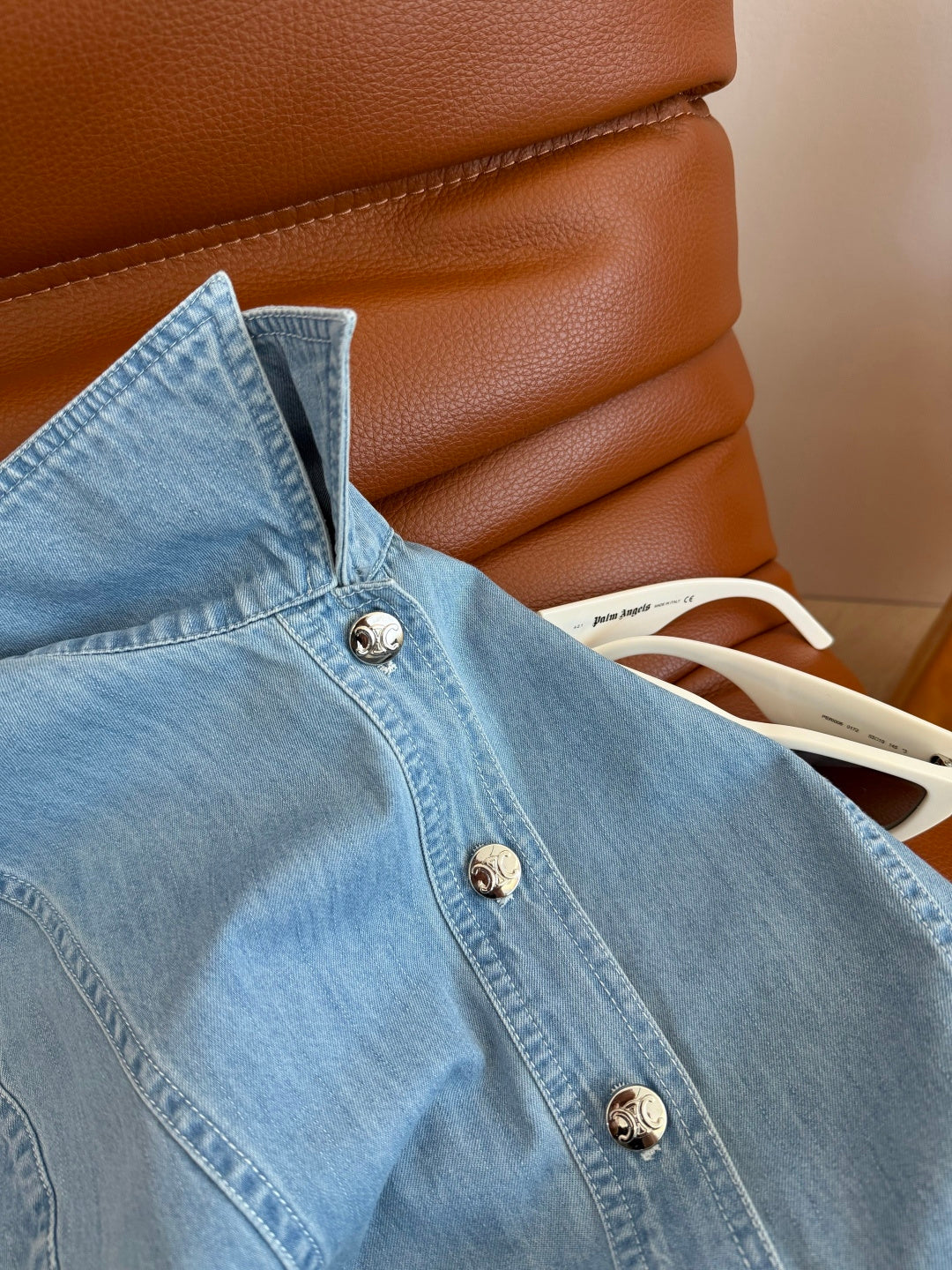 Celine 26s Light Blue Washed Denim Dress 398137