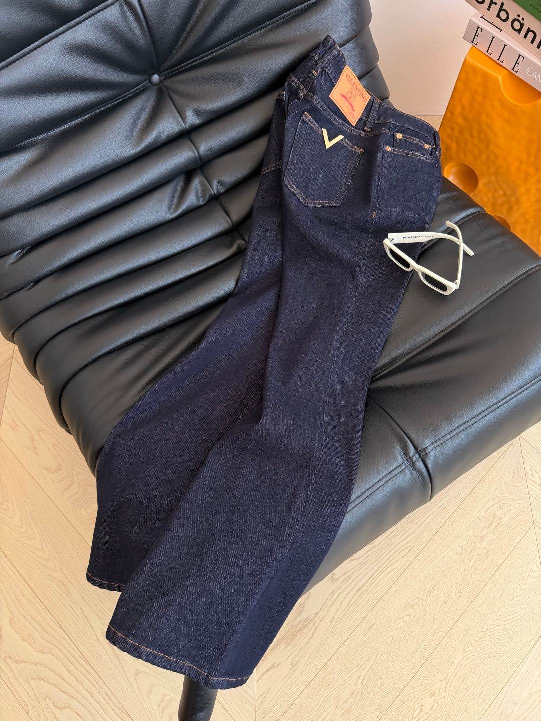 VT 26s Double V-Neck Metallic Flared Jeans 424359