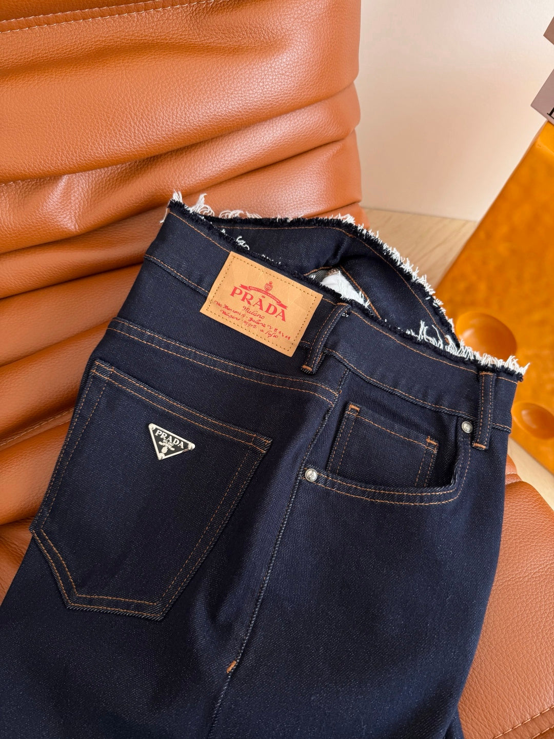 Prada 26s Straight Leg Jeans Dark Blue Denim 420966