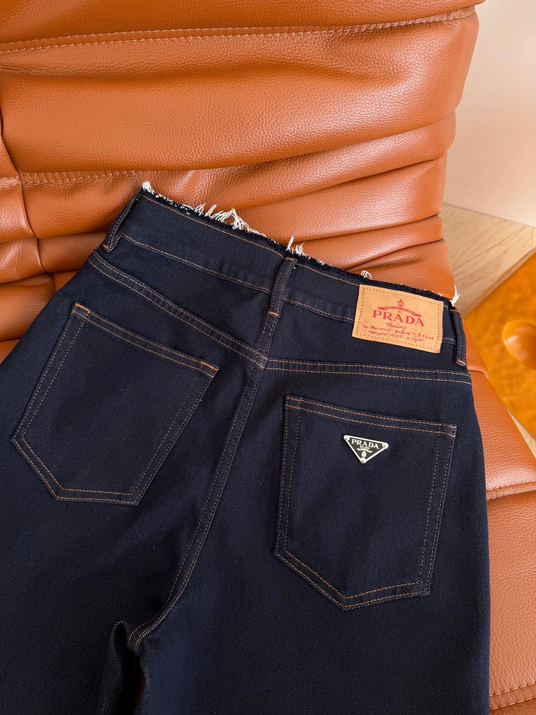 Prada 26s Straight Leg Jeans Dark Blue Denim 420966