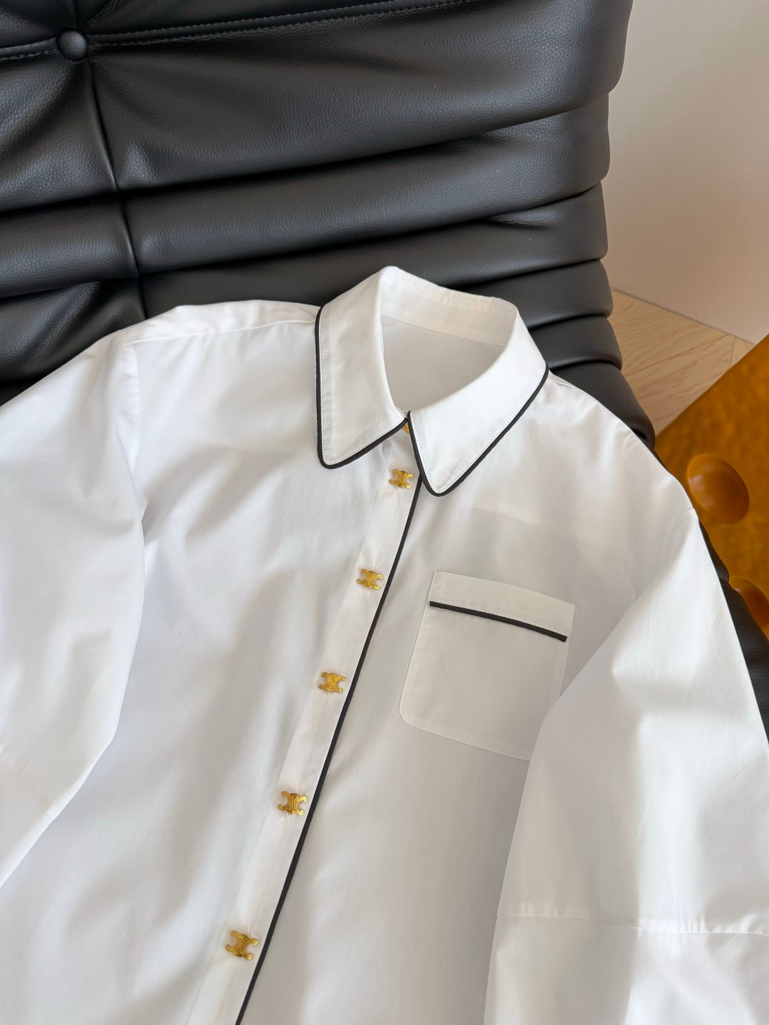 Celine 26s Triomphe-Themed Shirt White Cotton 424228