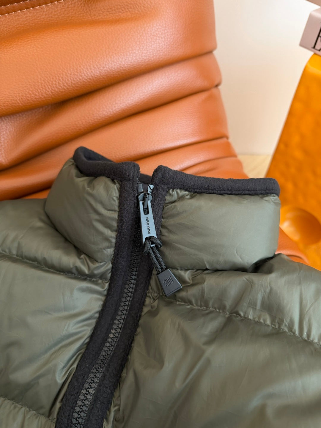 Miu 26s Down Vest Olive Green Re-Nylon 424238
