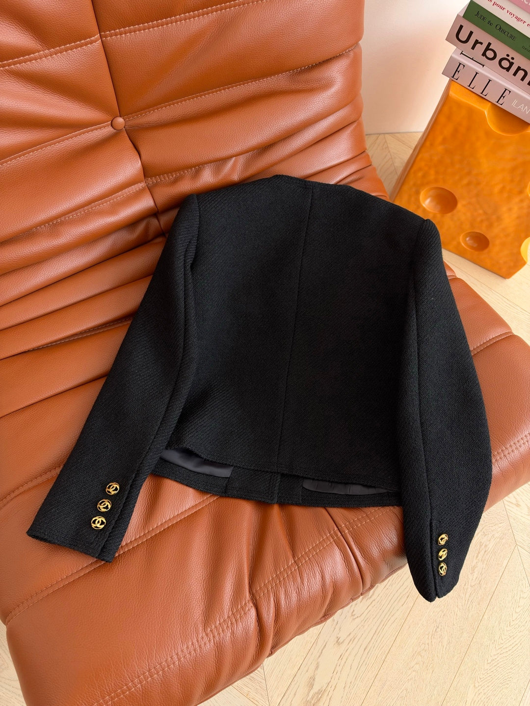 Chanel 26s CC Button Pocket Tweed Crop Jacket  449985