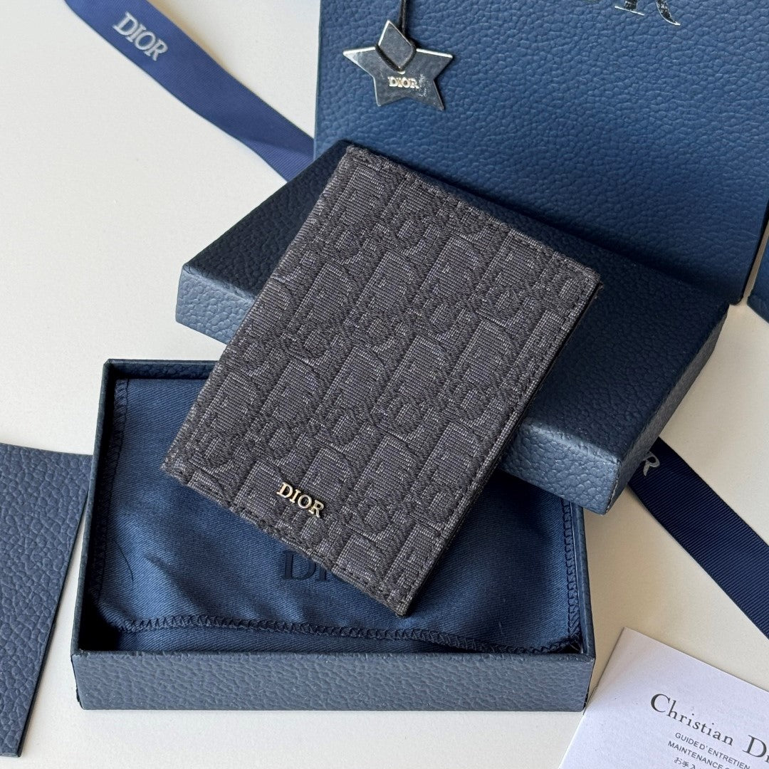 CD Oblique Passport Holder Black Jacquard Cowhide