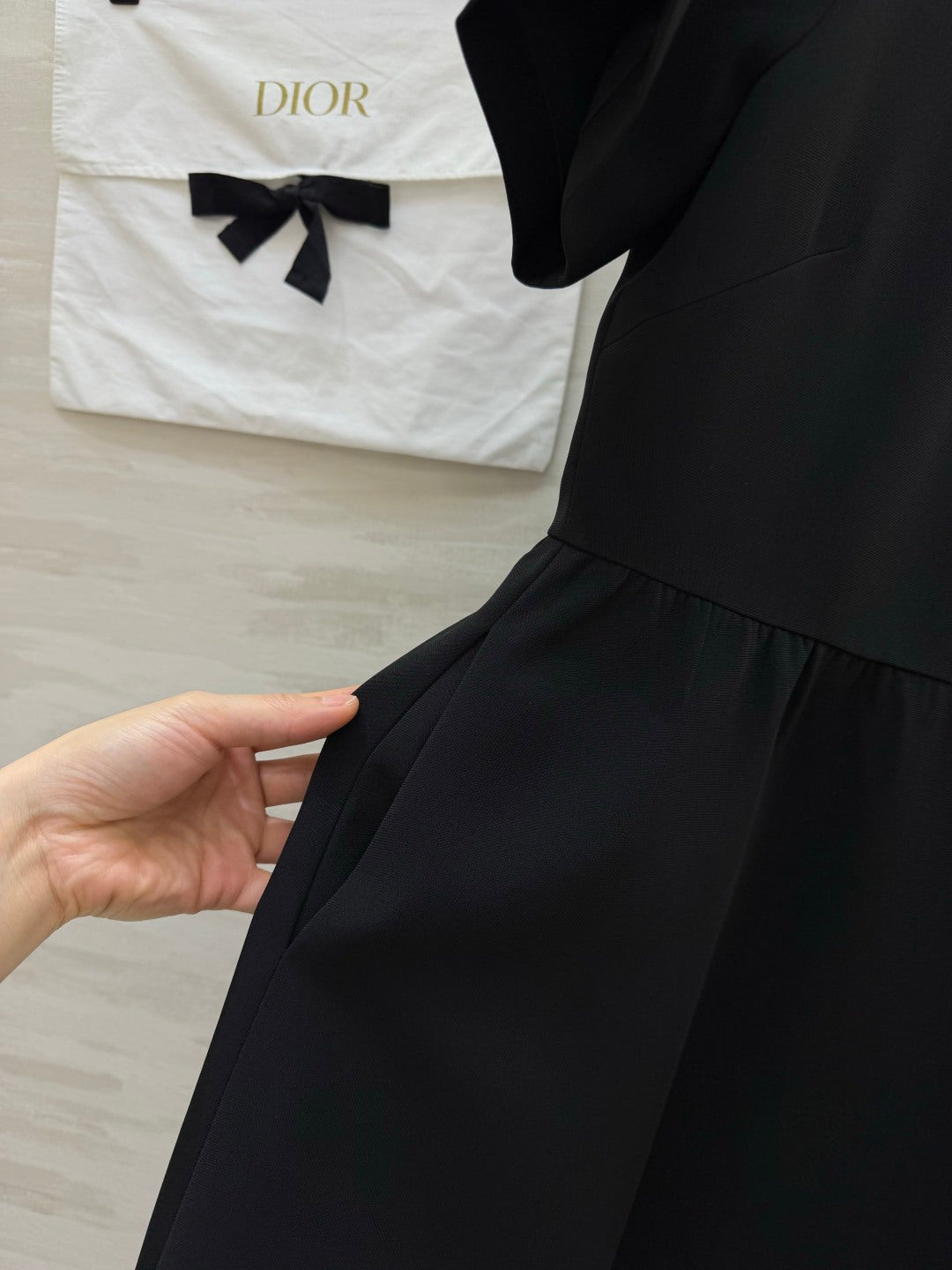 CD Fitted Dress with CD Buttons Black Wool Silk 394197
