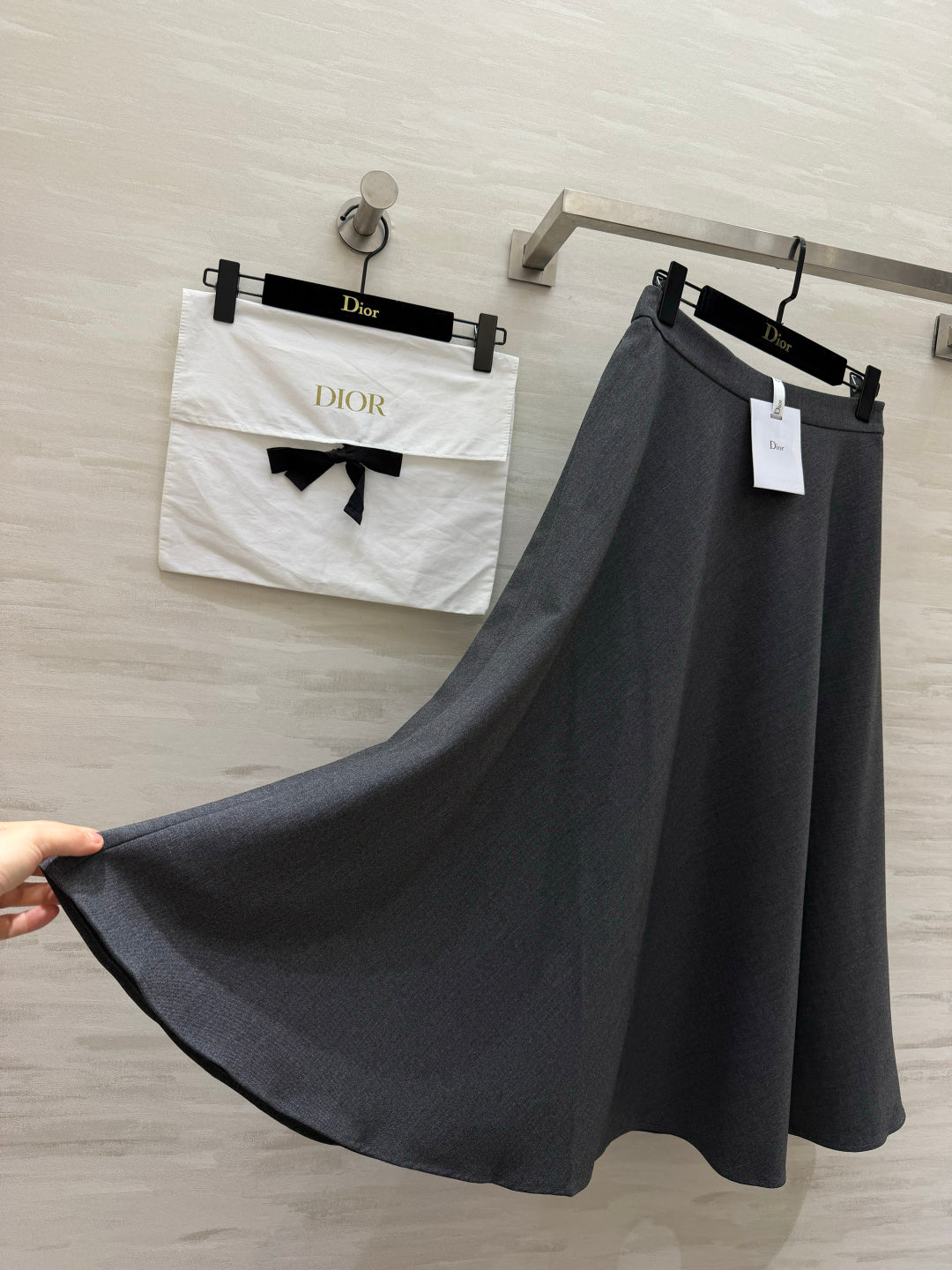 CD Mid-Length Skirt Black Wool Silk 394144