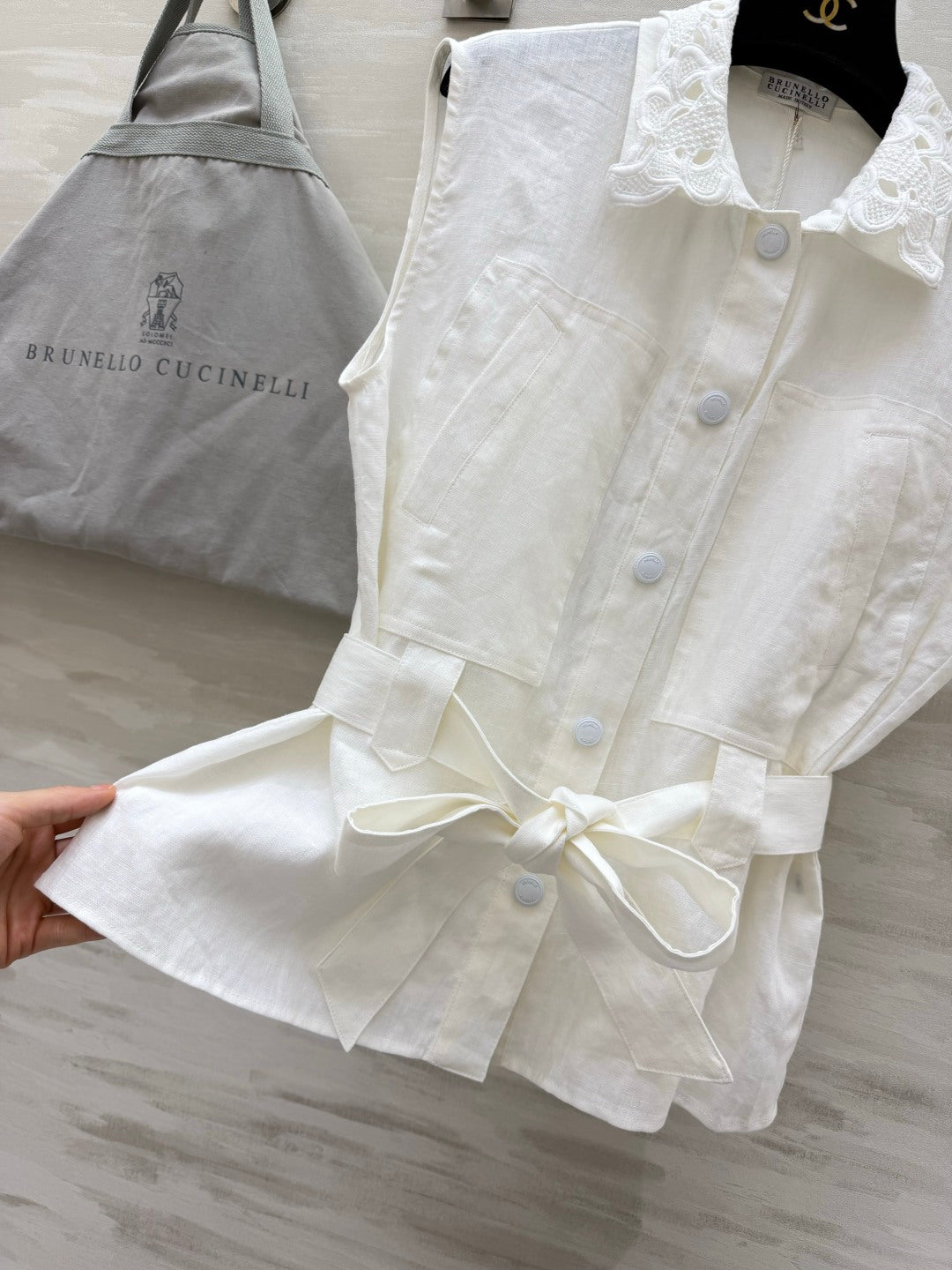 Brunello Cucinelli Vest White Linen 396979