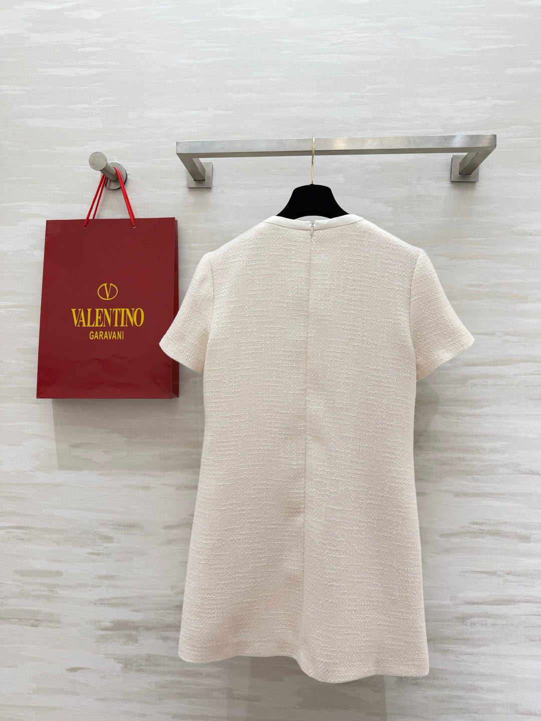 VT 26s Bow-Detail Mini Dress Cream Wool Nylon 398911