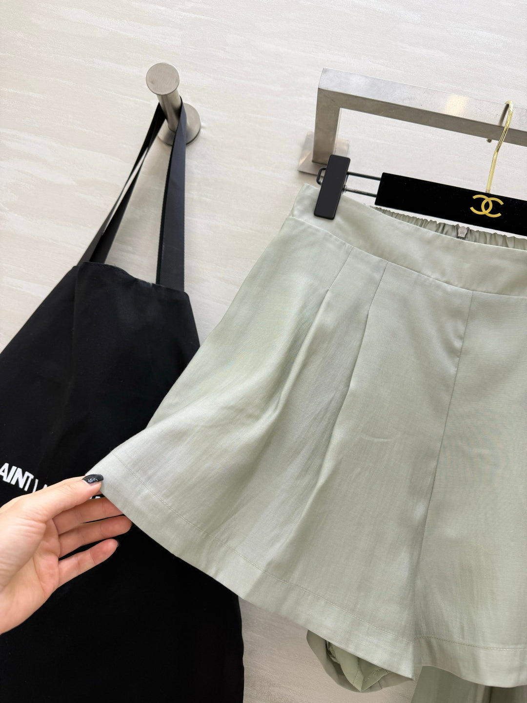 YSL 26s Long-Sleeved Silk Shirt Set Grey 398904