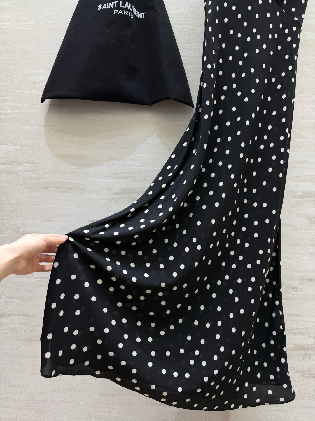 YSL 26s V-Neck Maxi Dress Black White Dress 398891
