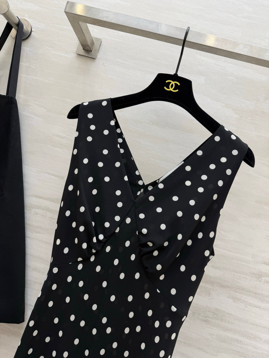 YSL 26s V-Neck Maxi Dress Black White Dress 398891