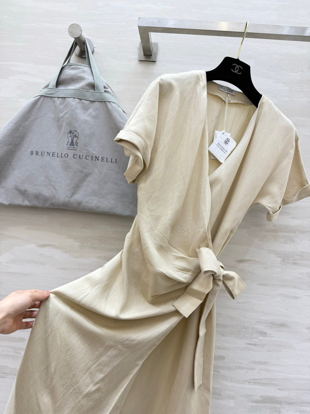 Brunello Cucinelli 26s Wrap-Effect Dress Viscose Linen 398865