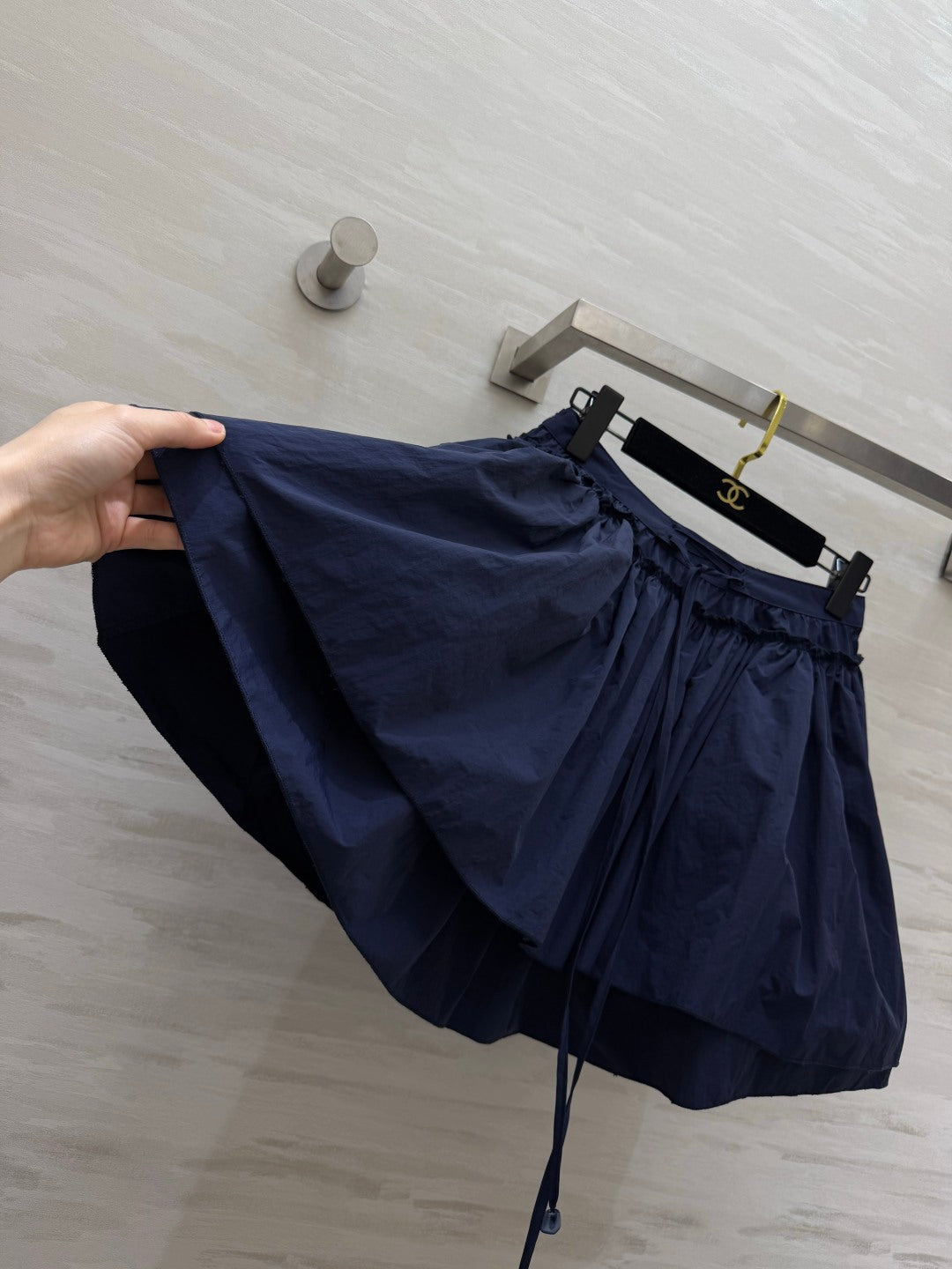 Loewe 26s Drawstring Mini Skirt Blue Cotton 398860