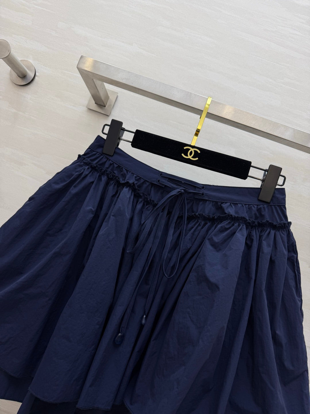 Loewe 26s Drawstring Mini Skirt Blue Cotton 398860