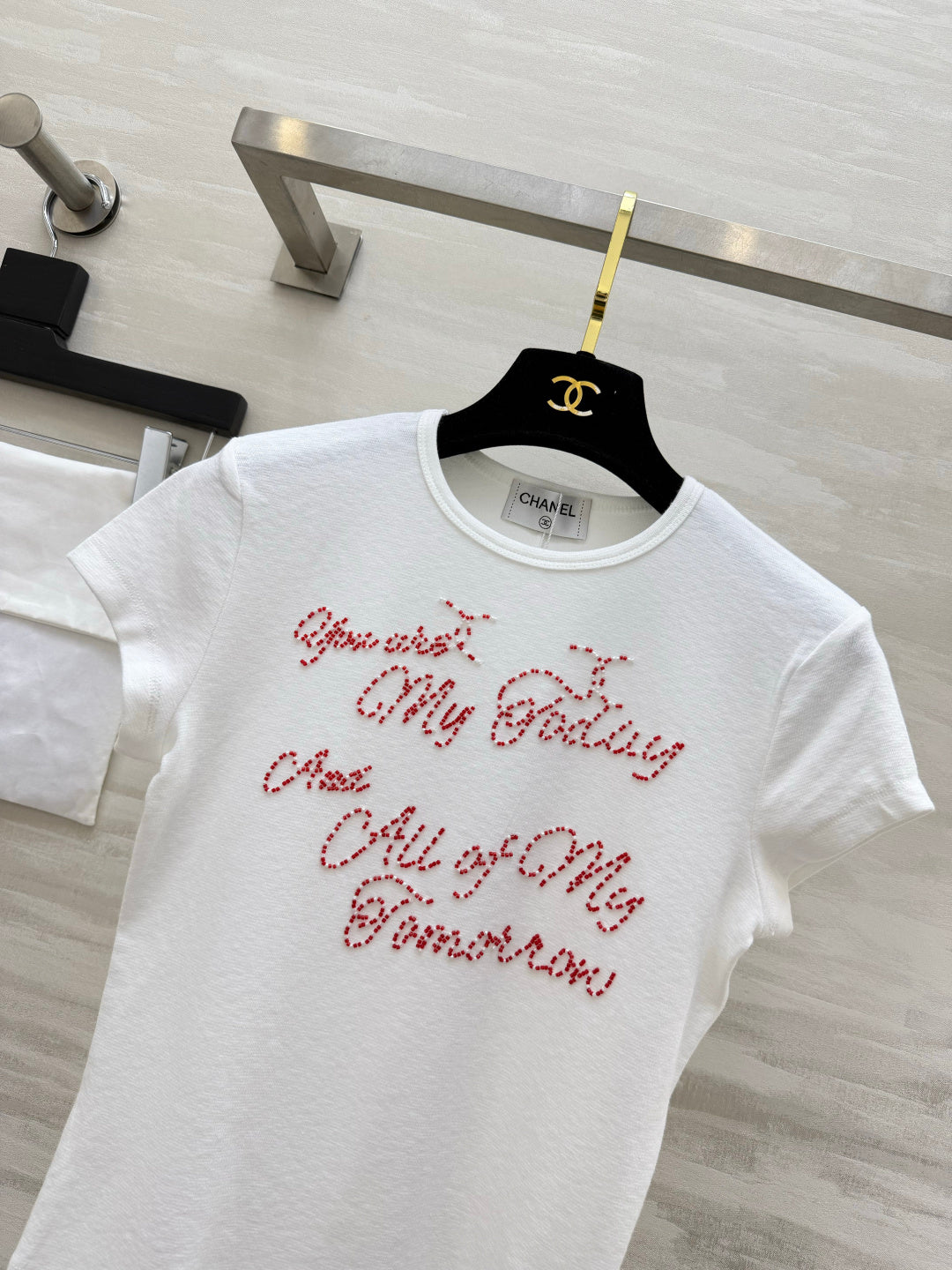 CC 26s Set Hand-beaded Letter Short T-Shirt 398841