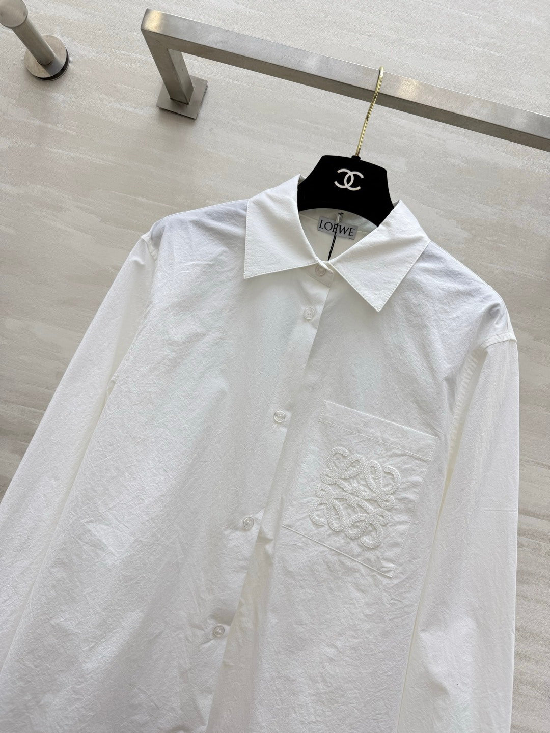 Loewe Embroidered Cotton Shirt White Cotton 410404