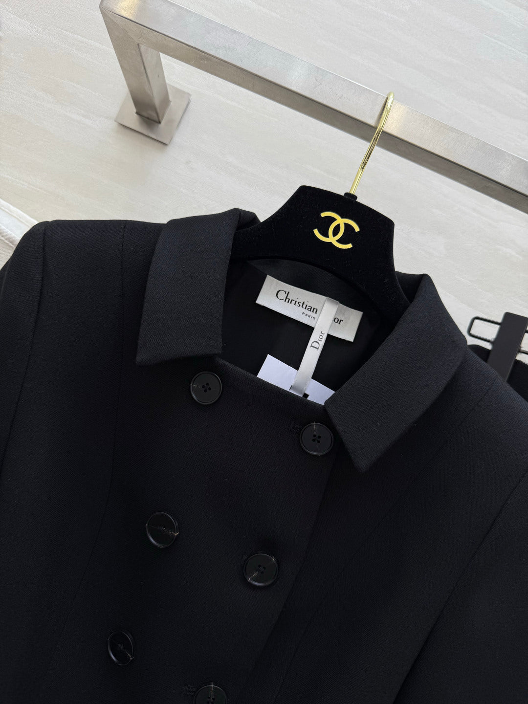 CD 26s Set Belted Jacket & Pant Black Virgin Wool and Silk 414136