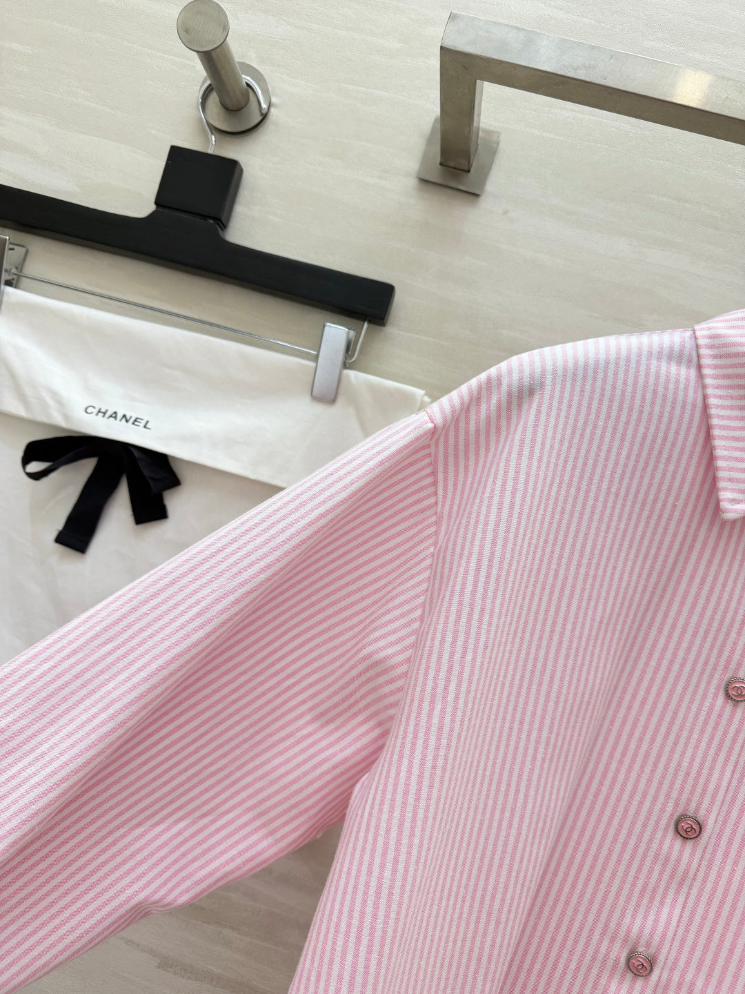 CC  26s Striped Long-Sleeve Shirt Pink Cotton 414115