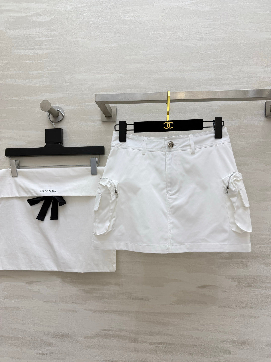 CC 26s Cargo Skirt White Cotton 412078