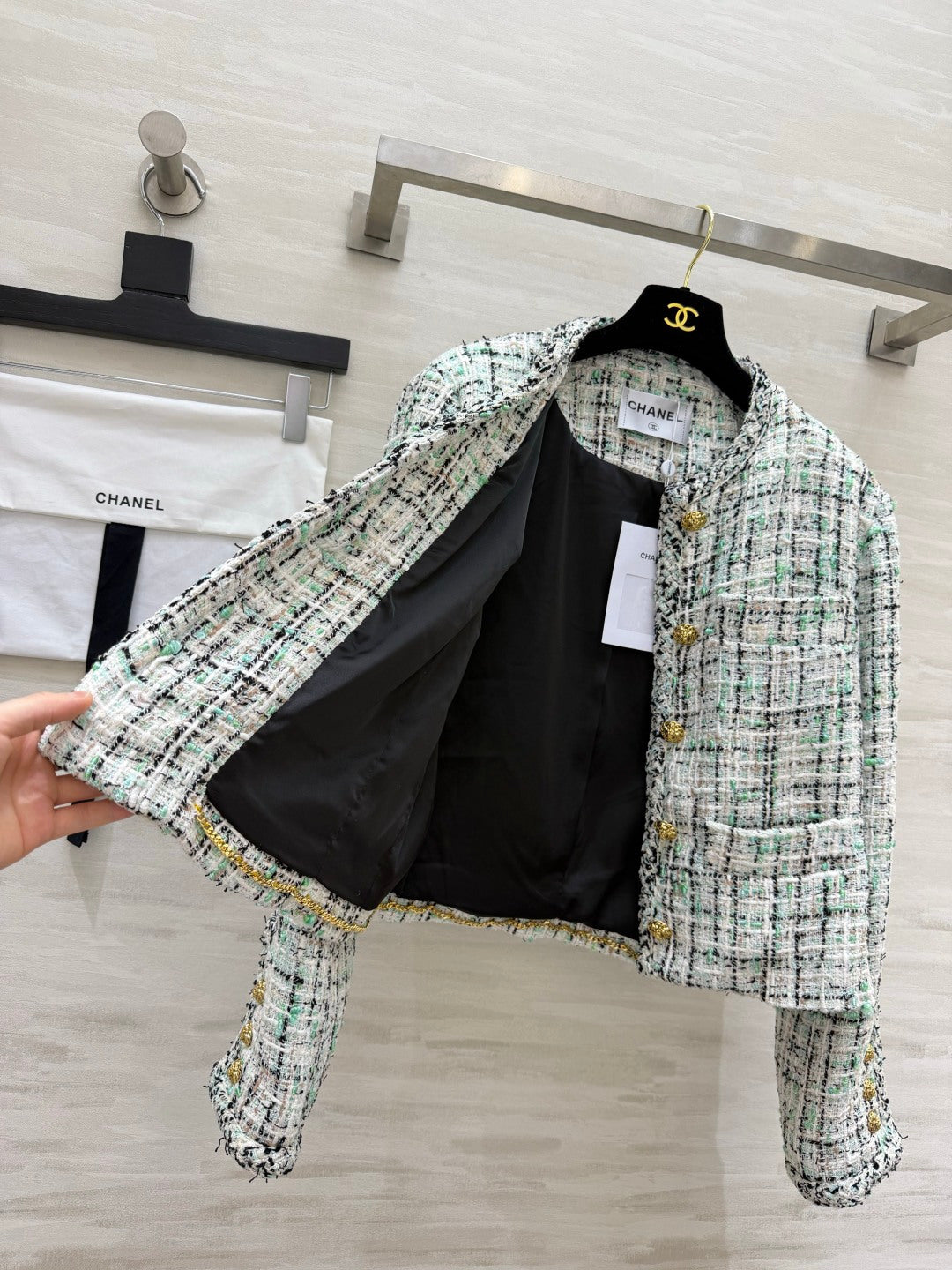 CC 26s Jacket White Black Green Tweed 416064