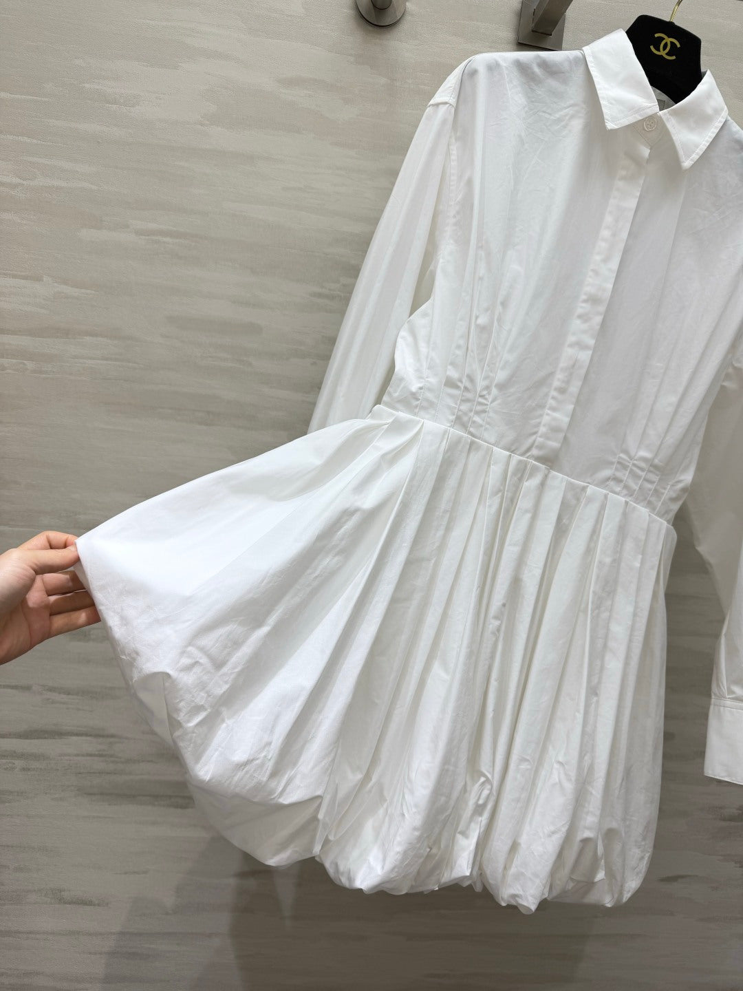 Celine 26s Shirt Dress White Cotton Poplin 416059
