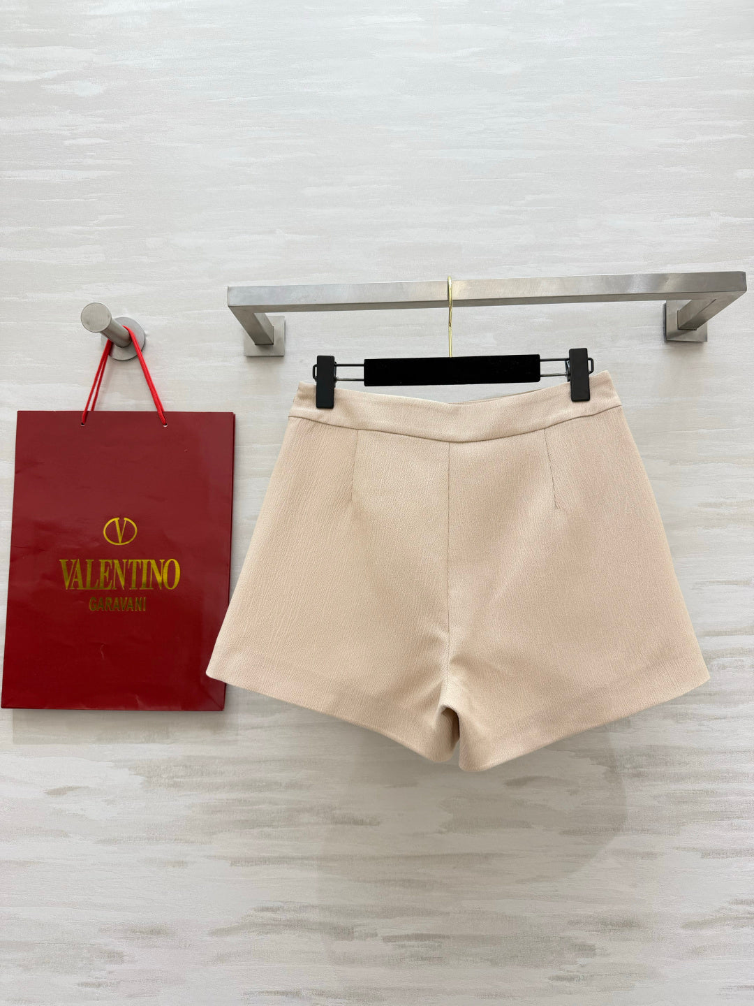 Valentino 26s Vlogo-Detail Wrap Mini Skirt Apricot Wool 416026