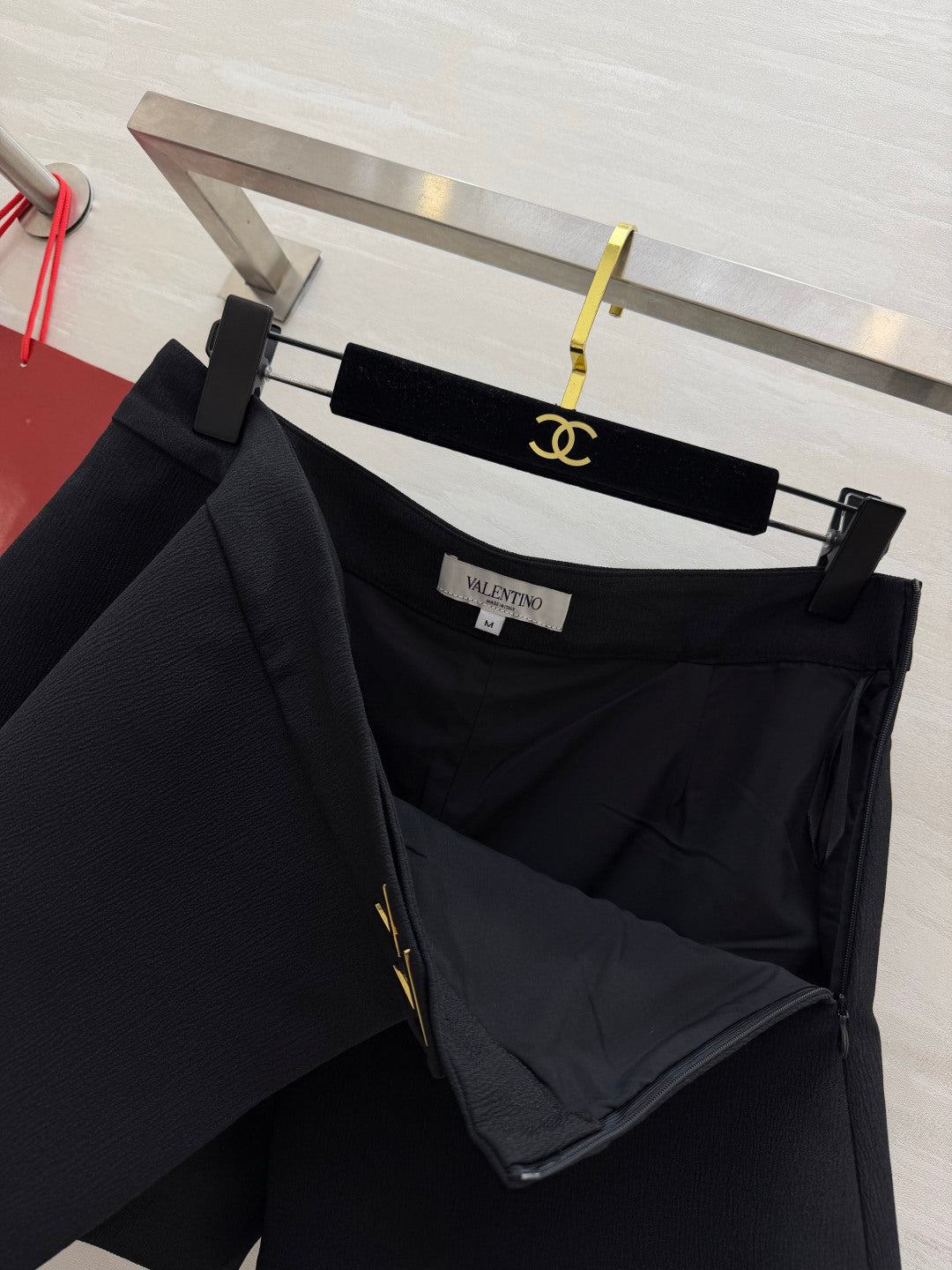 Valentino 26s Vlogo-Detail Wrap Mini Skirt Black Wool 416028