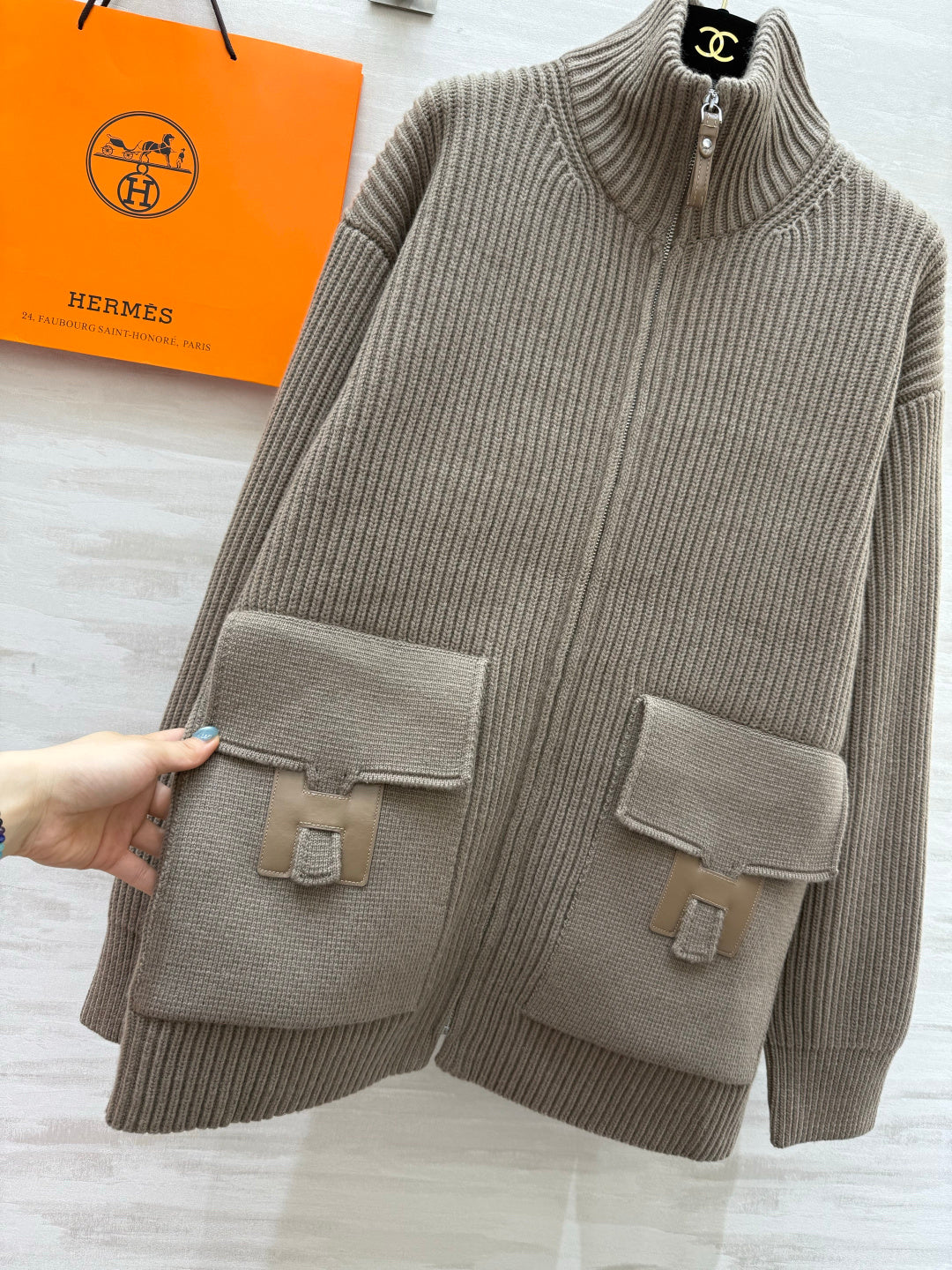 HM 26s Knit Jacket Taupe Wool 416017