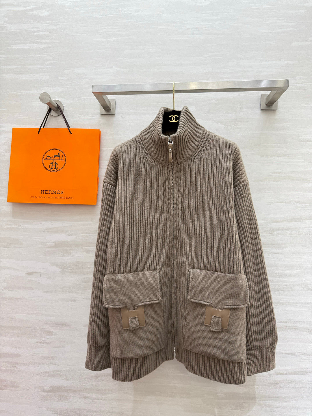 HM 26s Knit Jacket Taupe Wool 416017