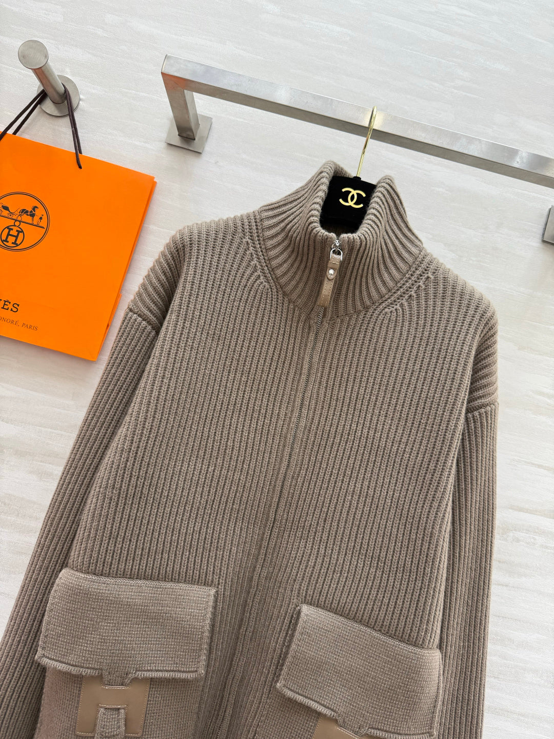 HM 26s Knit Jacket Taupe Wool 416017