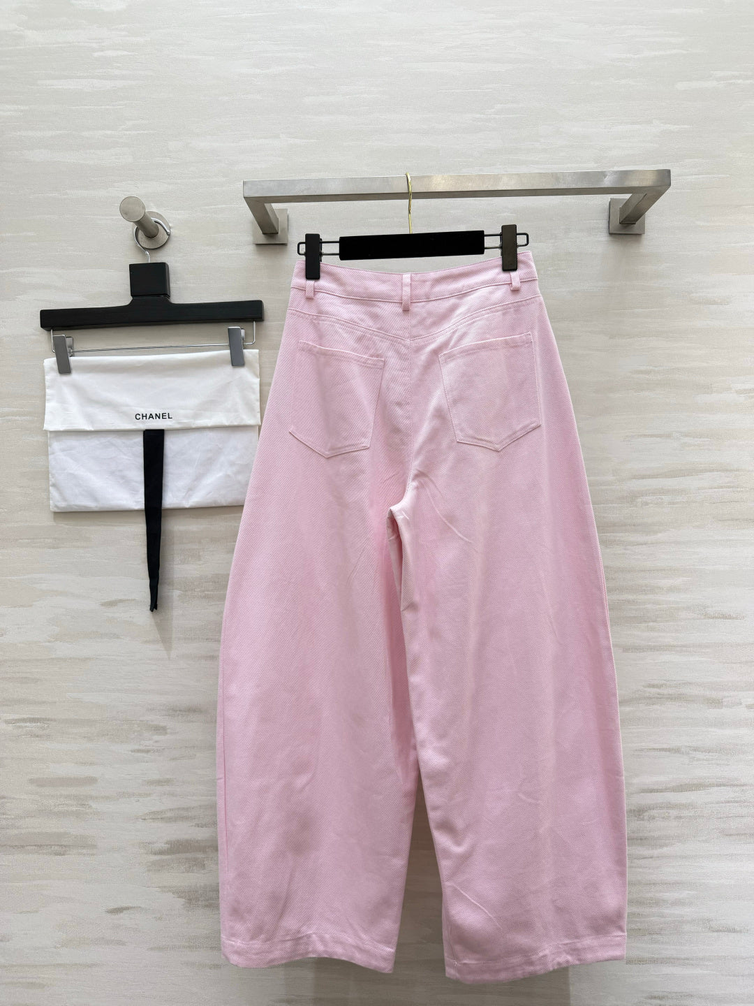 CC 26s Letter Embroidery Wide-Leg Pants Light Pink Cotton 415963