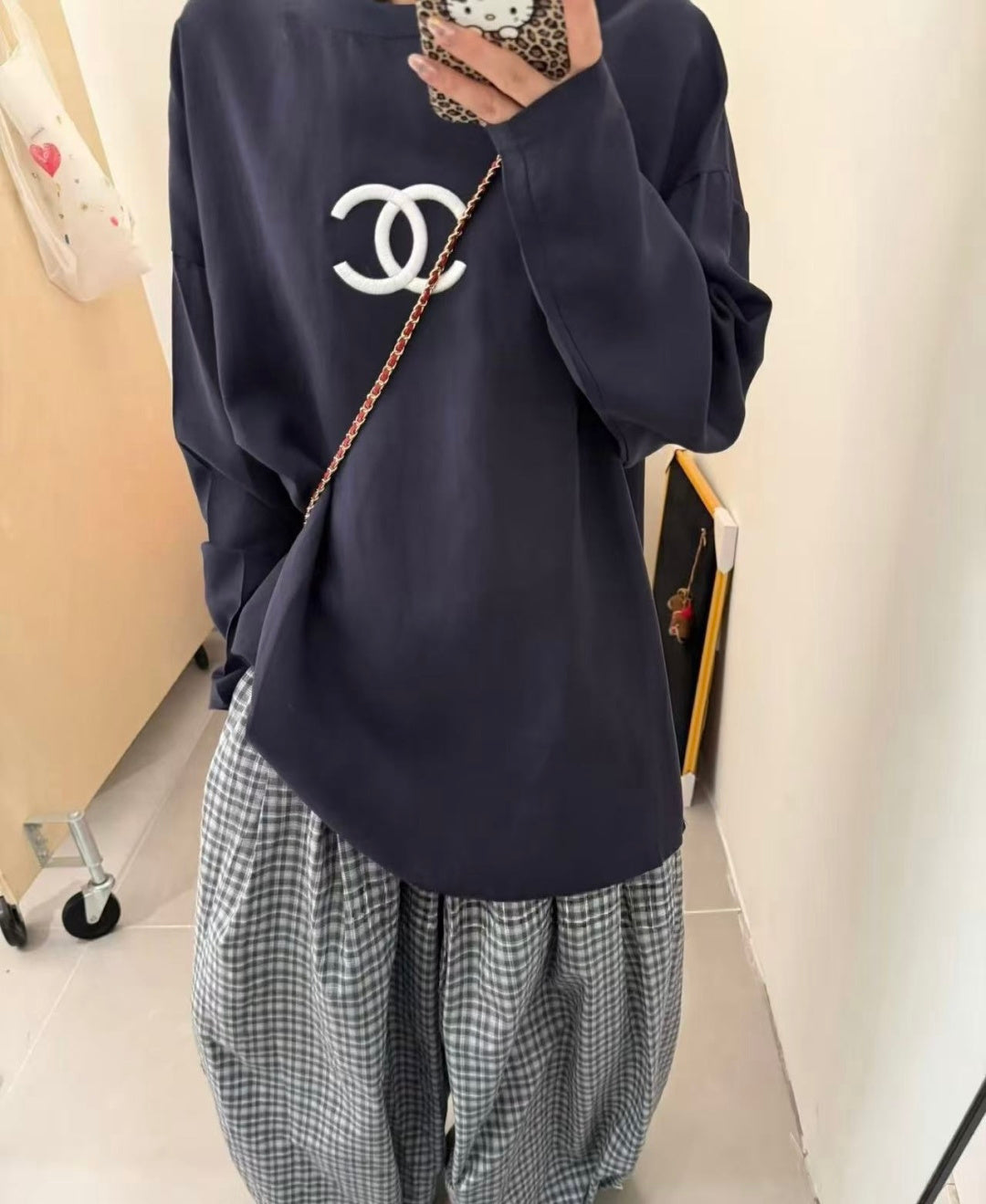 CC 26s Double C Long-Sleeve T-Shirt Navy Blue 422149