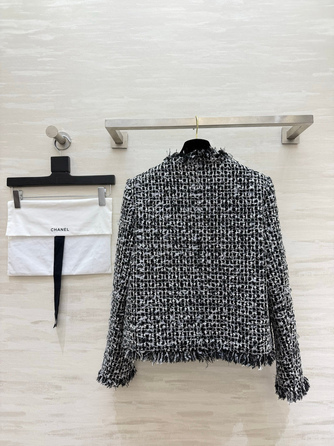 CC 26s Fringed Edges Jacket Black White Tweed 422118