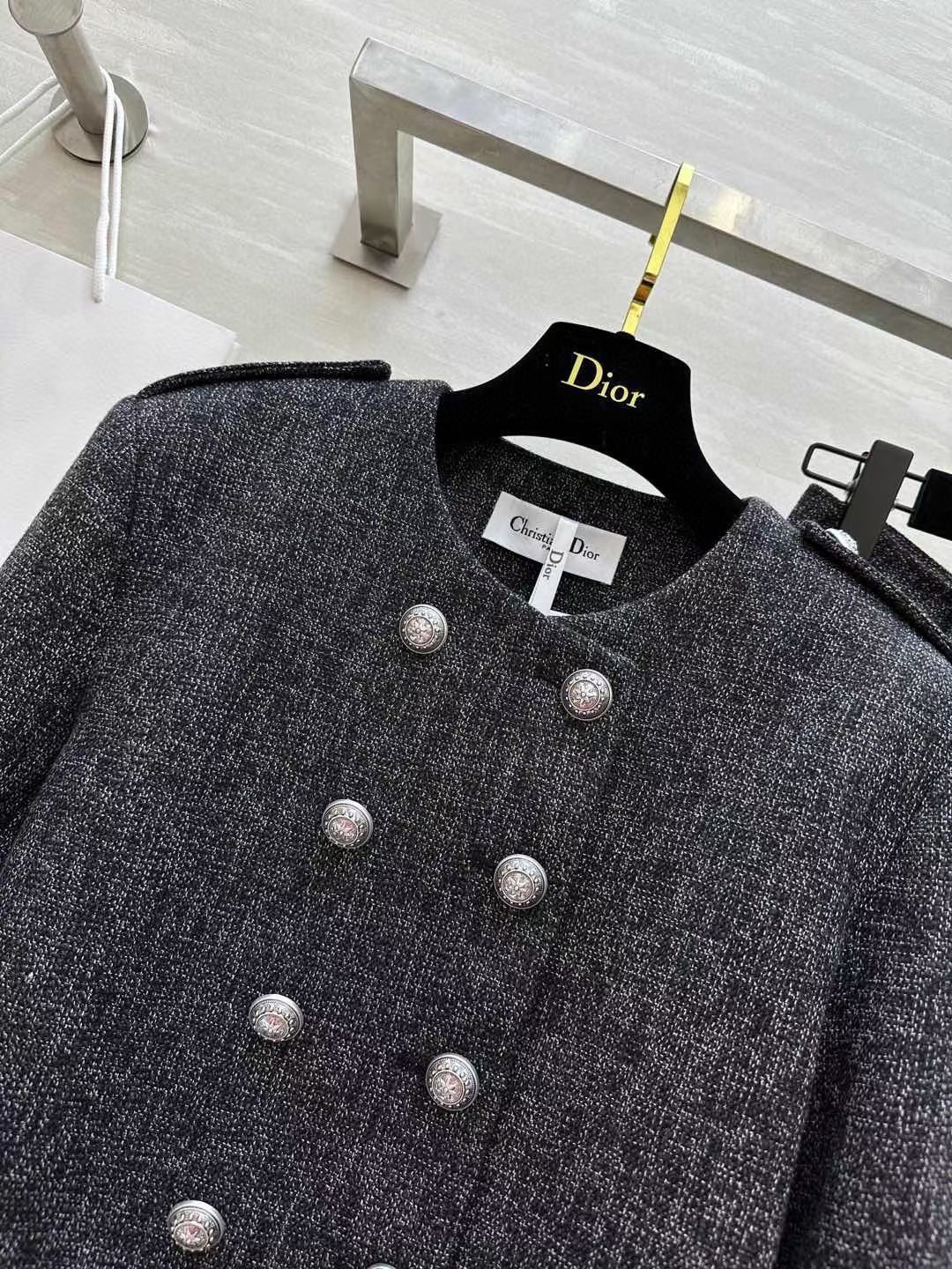 CD 26s Double-Breasted Decorative Suit + Long Pant Set Grey Cotton 423421