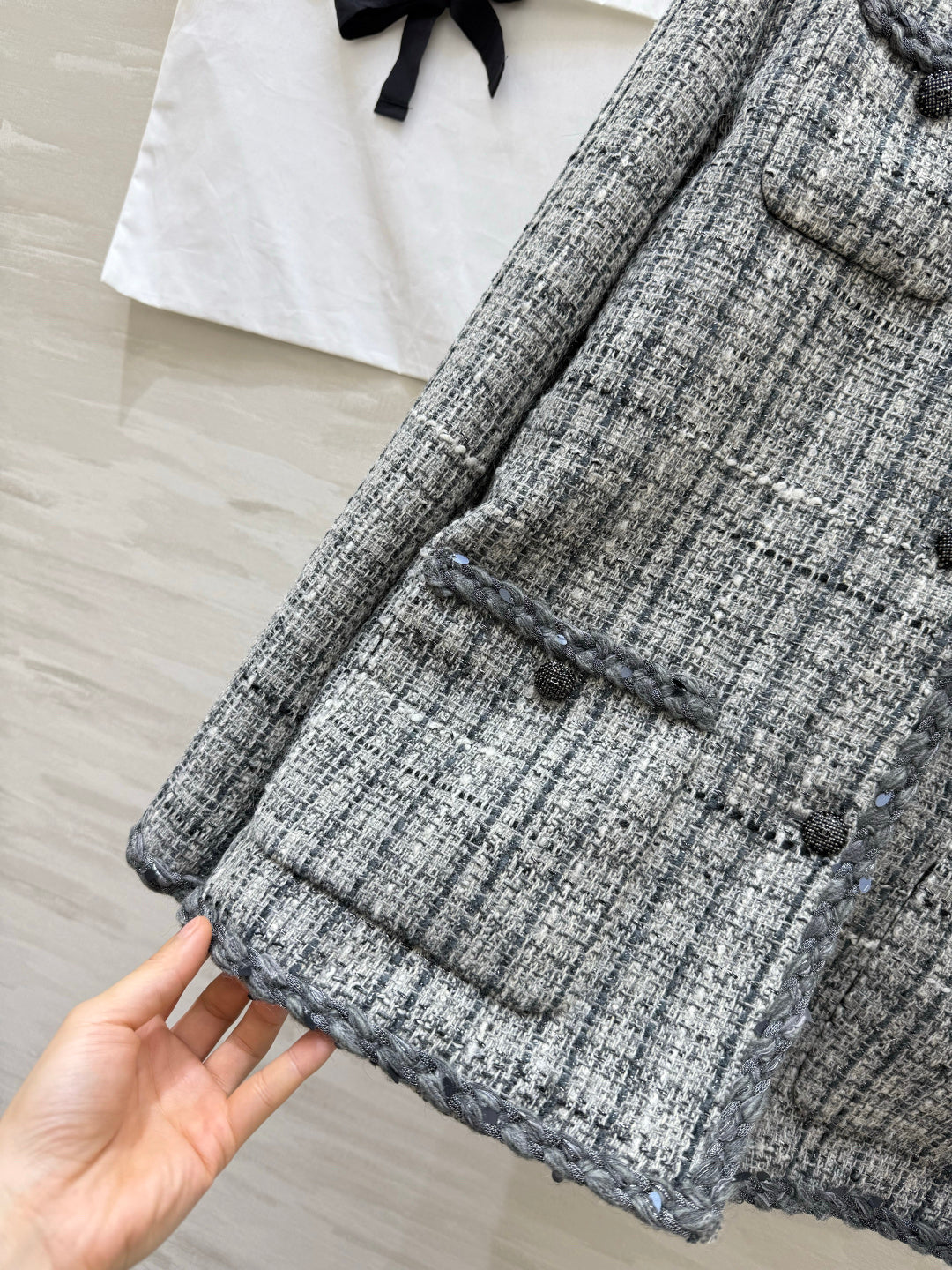 CC FW 2026 Jacket Grey Black White Tweed 423416