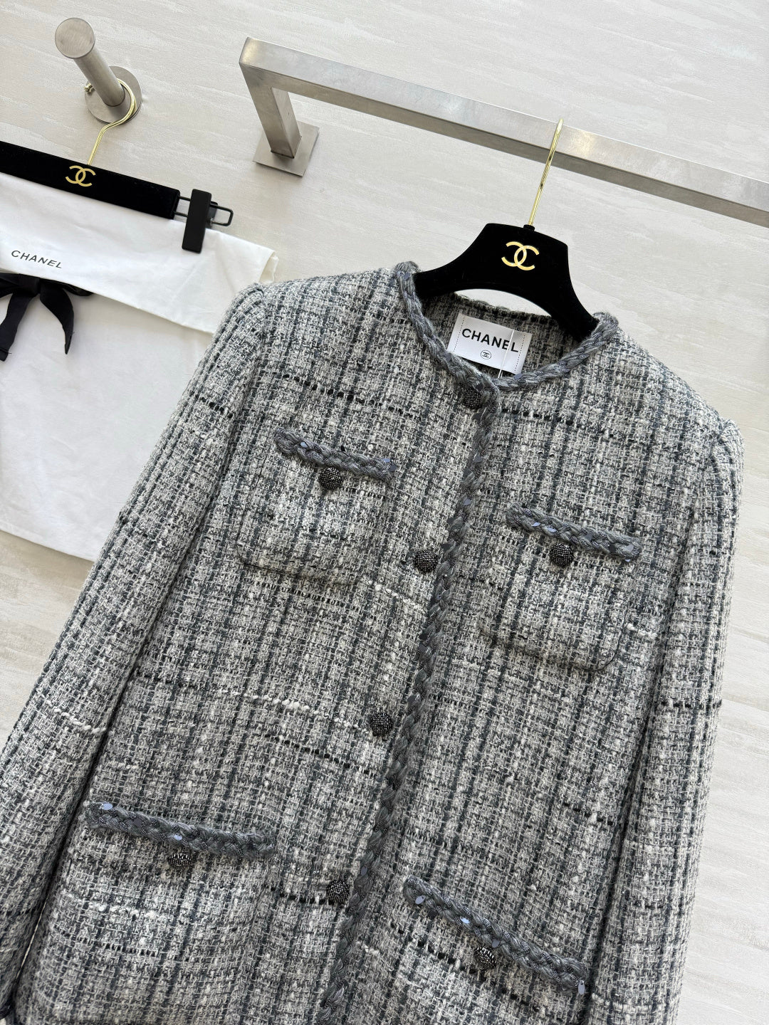 CC FW 2026 Jacket Grey Black White Tweed 423416