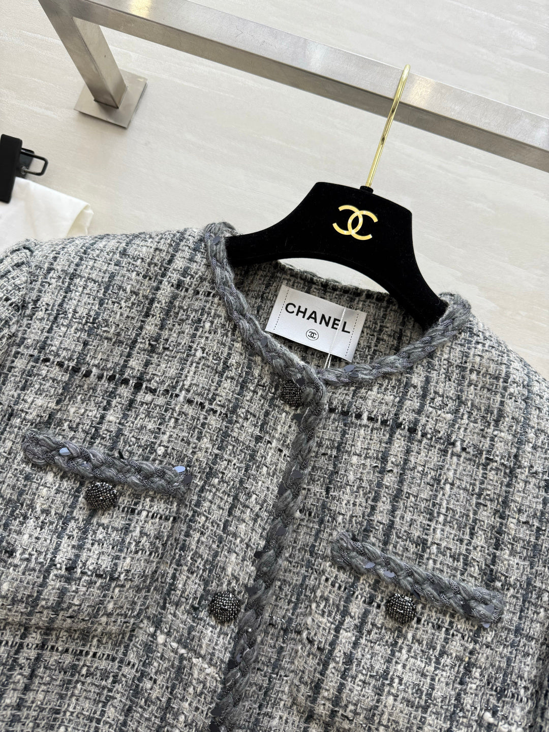CC FW 2026 Jacket Grey Black White Tweed 423416