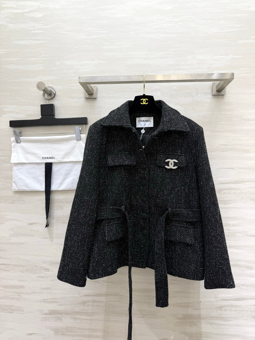 CC 26s Belted Jacket Black Tweed 423391